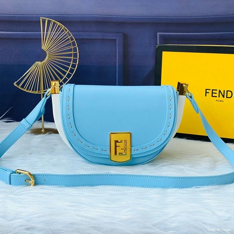 HOT Calf Moonlight Blue Logo ROMA In Bag Leather Fendi 0801